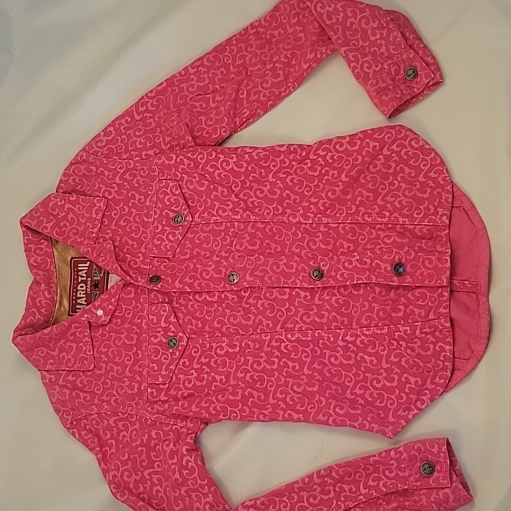 Hot pink Barbie Hard Tail button up light courdroy long sleeve top